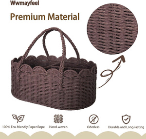 Custom Handmade Paper Rope Diaper Caddy <b>Basket</b> for Baby Nursery Organization and Kids Storage with OEM ODM Service Wholesale - Product Image 3