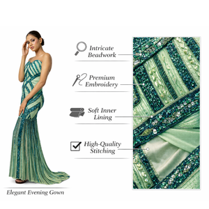 Robe de soirée longue haut de gamme pour femme avec col en cœur |   Robe élégante ajustée pour banquets, soirées cocktails et célébrations - Product Image 6