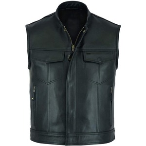 เสื้อกั๊กหนังแท้สำหรับผู้ชาย แบบไม่มีแขน สั่งทำโลโก้ OEM ได้ - Product Image 1