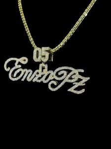 Custom Iced Out <b>Name</b> Necklace With Number Pendant Cubic Zirconia Hip Hop Personalized Script <b>Chain</b> Jewelry - Product Image 5