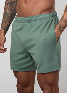 Green T Shirt and Shorts <b>Set</b> OEM Custom Logo Men’s 2 Piece Neutral Color Breathable Slim Fit Gym Best Sportswear Workout Outfit - Product Image 5