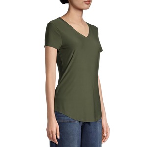Custom Printed <b>Women</b> <b>V</b> <b>Neck</b> <b>T</b> <b>Shirts</b> Short Sleeve Summer Casual Cotton Breathable Slim Fit Blank Athletic Tee <b>Shirts</b> Wear - Product Image 2