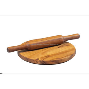 Premium Dark Acacia Wood Chakla Belan Set Handcrafted Rolling Board and Pin for Roti Chapati Kitchen and Dining <b>Essentials</b> - Product Image 6
