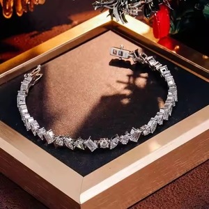 Sparkling Moissanite Diamond Bracelet High Quality 18K White Gold Non-Fade Hip Hop Jewelry for <b>Men</b> and Women - Product Image 4