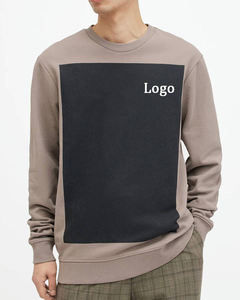 Men's Long Sleeve Color Blocked Crewneck Sweatshirt With <b>Logo</b> Front Regular Fit Casual Knitted Cotton O-Neck - Product Image 1