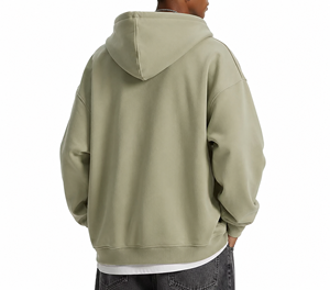 Sweat-shirt en molleton à capuche surdimensionné pour homme, fermeture éclair quart de tour, couleur unie, coupe classique, vêtement d'automne - Product Image 4