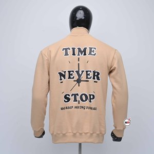เสื้อสเวตเชิ้ตผ้าฟลีซสีเบจแบบซิปครึ่งตัวสำหรับผู้ชาย ผลิตตามสั่ง พร้อมลายพิมพ์ NY คอตั้ง ทรงปกติ สวมใส่สบายในฤดูใบไม้ร่วง  รับสั่งทำโลโก้ - Product Image 2