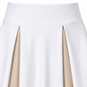 Ensemble d'uniforme de cheerleading sublimé blanc beige sans manches, haut court et jupe pour équipe sportive, tenue de performance et d'entraînement personnalisée - Product Image 6