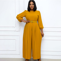 SE11250 Nouvelle combinaison africaine unie à manches longues plissée grande taille respirante taille haute ample pour femme