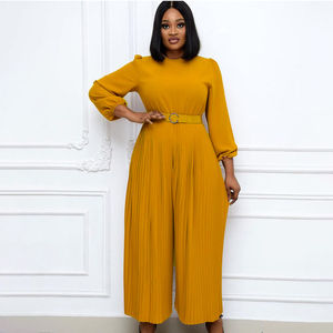 SE11250 New Solid Color Long Sleeve Pleated Plus Size Breathable High Waist Loose <b>African</b> Jumpsuit <b>african</b> <b>dress</b> <b>for</b> women - Product Image 3