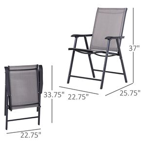 Set di 2 Sedie Pieghevoli da Giardino con Rete Traspirante e Braccioli per Giardino, Cortile, Campeggio - Ideale per Appartamenti - Product Image 3