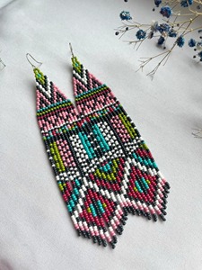 Nouvelles boucles d'oreilles créoles longues faites à la main pour femmes, en perles de verre et perles de rocaille, bijoux de mode - Product Image 2