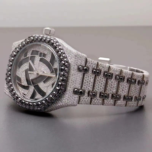 Reloj de Lujo Clásico y Sencillo de Acero Inoxidable con Moissanita, Esfera con Diamantes Negros y Blancos VVS, Cristal de Zafiro, Movimiento de Cuarzo 10 - Product Image 2