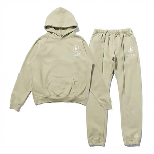 Conjunto de Sudadera con Capucha y Pantalones Deportivos Unisex de Color Sólido de Index Apparel, Pantalones Largos Casuales con Cordón Ajustable y Logotipo Estampado en la Parte Delantera, 100% Algodón - Product Image 1
