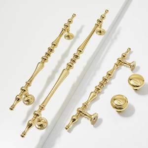 <b>Brass</b> Furniture Door Handle <b>Drawer</b> Kitchen Cupboard Handles and Knobs Teardrop Type Kitchen Long <b>Pull</b> for Furniture Wardrobe - Product Image 1