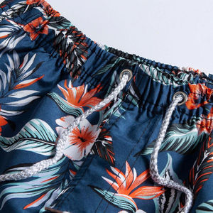 Shorts de bain pour hommes, unis, taille haute élastique avec cordon de serrage, respirants, écologiques, séchage rapide, en toile, style décontracté - Product Image 6