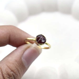 Raw Garnet <b>Adjustable</b> <b>Ring</b> Gold Plated Collet Set Natural Gemstone Handmade January Birthstone <b>Ring</b> Gift for Women - Product Image 6