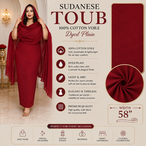 Vêtements traditionnels africains pour femmes |   Voile de coton uni teint 100% respirant, Toub Soudanais, Vêtement Modeste, Vente en Gros, Exportation - Product Image 5