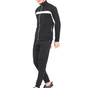 Conjunto Deportivo Negro para Hombre, Manga Larga, Cierre de Cremallera, Color Sólido, Cuello Alto, Pantalones Deportivos, Otoño, Transpirable, con Bloques de Color - Product Image 4