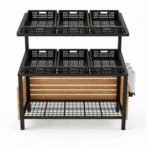 Freestanding Adjustable Rectangular <b>Wire</b> Mesh <b>Shelf</b> 5-Tier Metal Grid Vegetables & Fruit Rack Back Heavy Duty Supermarket Use - Product Image 2