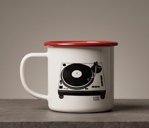 White Iron <b>Enamel</b> Mug DJ Turntable Record Player Graphic Print Metal Coffee <b>Cup</b> Wholesale Direct Factory Partner Market Hub - Product Image 1