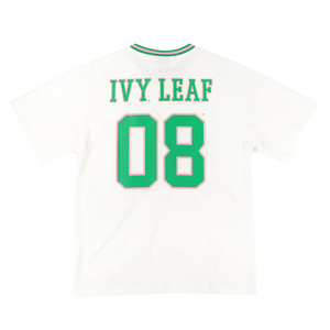 T-shirt blanc oversize en jersey pour femme, col en V, style universitaire, manches courtes, décontracté, athlétique, style sororité grecque - Product Image 4