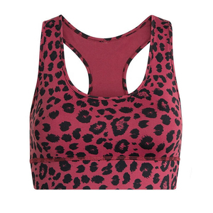 Soutien-gorge de sport pour femme imprimé léopard, dos nageur, col ras du cou, maintien moyen, respirant, idéal pour le fitness et l'entraînement - Product Image 6