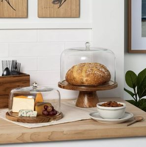 ชุดของขวัญเทศกาล ชุดวางเค้กไม้พร้อมโดมแก้วใส สำหรับตกแต่งและเสิร์ฟในงานวันเกิด - Product Image 1