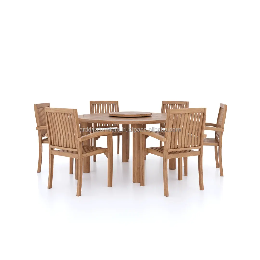 Набор деревянных круглых обеденных столов и стульев в современном минималистском стиле для кафе, отеля, виллы, деревянная мебель для столовой