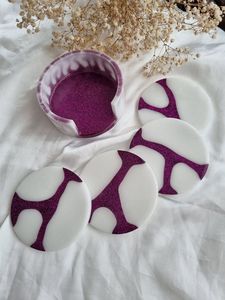 Personalized Handmade Round Resin Coasters Artistic Floral Marble Designs <b>Gold</b> Foil Home Decor - Product Image 3