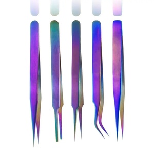 Pinzas de Precisión para Pestañas de Acero Inoxidable con Punta Dentada, Recubrimiento Morado, 10 mm de Longitud, Ecológicas, Profesionales, para Pestañas Postizas - Product Image 4