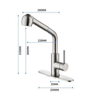 Rubinetto da Cucina con Doccetta Estraibile a Doppia Maniglia, Miscelatore Monocomando in Acciaio Inox Lucido e Ottone per Lavello - Product Image 2
