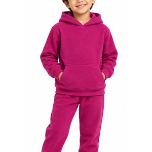 Ensemble sweat à capuche et jogging rose fuchsia pour enfants avec poche kangourou - Product Image 3
