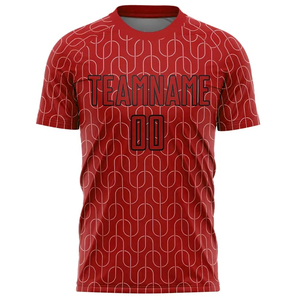 T-shirt sportif à motif géométrique rouge personnalisé pour homme, manches courtes, col rond, séchage rapide, design imprimé, coupe classique - Product Image 5