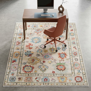 Alfombra Clásica de Lana Tejida a Mano de Primera Calidad, Color Marfil, con Patrón Floral Colorido, Pelo Plano, Decorativa para Sala de Estar y Dormitorio - Product Image 3