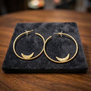 Pendientes de Aro de Latón Chapado en Oro con Diseño de Luna, Estilo Geométrico, Joyería para Mujer para Aniversario - Product Image 1