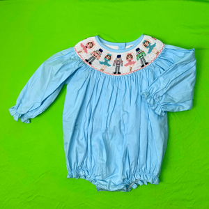 Vêtements pour enfants plissés, vêtements pour filles, combinaison pour bébé, tissu en coton bleu, manches longues, de 3 mois à 10 ans - Product Image 1