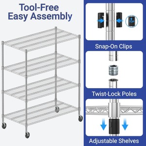 High Quality Silver Stainless Steel 4 Tier <b>Kitchen</b> <b>Rack</b> Durable Multi Layer Storage Organizer Shelf for Utensils At Lowest Price - Product Image 6
