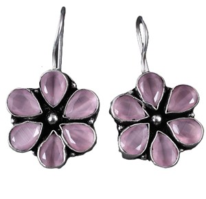 Pendientes colgantes florales de plata oxidada |   Pendientes Colgantes de Piedra de Doble Color |   Joyería Boho Hecha a Mano para Mujer, para Regalo |   Venta al por mayor - Product Image 5