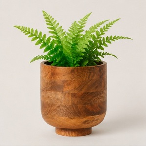 Jardinière en bambou massif artisanale, moderne, pour intérieur/extérieur, écologique, pot à fleurs au fini grain naturel, récipient pour plantes de jardin - Product Image 1