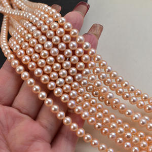 Perlas Sueltas de Agua Dulce Naturales de 5-6 mm, Sin Núcleo, Casi Doradas, para Collares, Accesorios de Bricolaje - Product Image 3