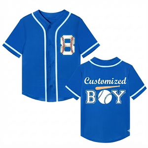 Wholesale Custom Blue Baseball Sports Jersey <b>Athletic</b> Sports Short Sleeve V-neck Embroidery Breathable Mesh 100% Polyester - Product Image 1