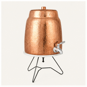 Classic Pure Copper Water Dispenser with <b>Tap</b> & Stand Handcrafted Hammered Copper Matka Ayurvedic Water Storage Pot for Home - Product Image 3