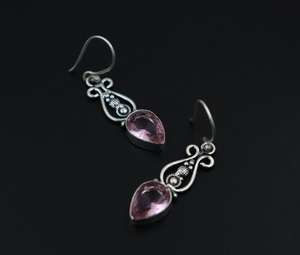 Pendientes de Cuarzo Rosa Natural, Piedra de Cristal, Chapados en Rodio, Hechos a Mano, Estilo Art Deco, Joyería para Fiestas de Aniversario, Regalo de Cumpleaños para Mamá - Product Image 3