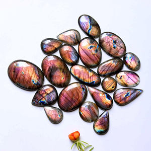 Premium Labradorite Cabochons Natural Loose Gemstone | Purple Fire <b>Flash</b> Flat Back Jewelry Making Stone | Wholesale Africa Bulk - Product Image 2