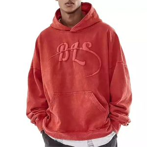 Sweat à capuche pour homme avec impression en relief, design personnalisé, en molleton de coton, avec faible MOQ - Product Image 6