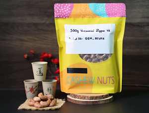 Snack nutritionnel spécial biologique du Vietnam en gros, noix de cajou grillées premium, beurrées et salées, 500g avec emballage à fermeture éclair - Product Image 1