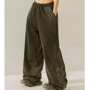 Pantalon Harem en Polaire pour Femme, Taille Basse, Coupe Ample, Longueur Intégrale, Couleur Unie, Doux, Taille Élastique, Décontracté, Printemps, Devant Plat - Product Image 4