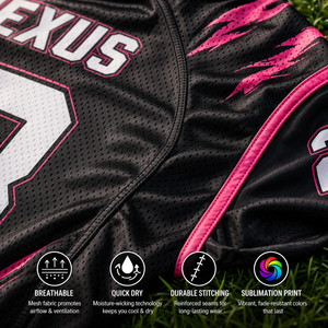 เสื้อทีมอเมริกันฟุตบอลแบบกำหนดเองสำหรับโรงเรียน ผ้าโพลีเอสเตอร์แห้งเร็ว ระบายอากาศได้ดี ปักชื่อและหมายเลขผู้เล่นตามสั่ง - Product Image 3