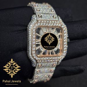 นาฬิกาเพชรหรู Pahal Jewels ตัวเรือนทรงสี่เหลี่ยม 40 มม. หน้าปัดอนาล็อก ตัวเลขโรมัน สายสแตนเลส ตัวล็อคแบบผีเสื้อ - Product Image 3